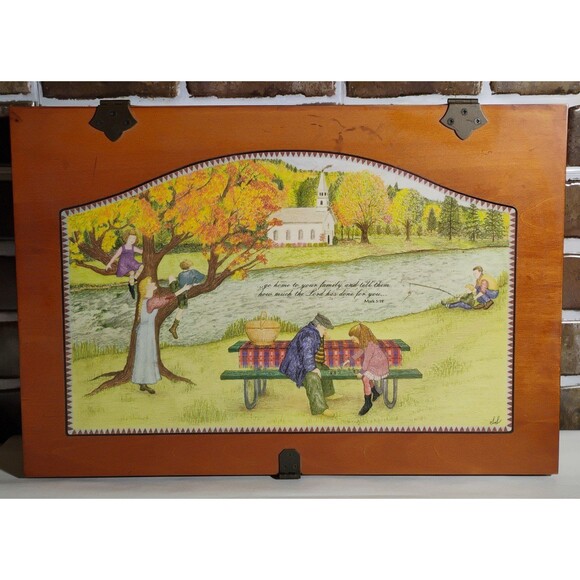 Family Treasures Large Keepsake Wood Storage Box Brass Hinges Quote Mark 5:19